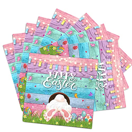 Easter Party Supplies-Happy Easter Napkins Decoration 40pcs Colorful Easter Bunny Paper Napkins for Spring Theme Easter Party Dinner Decoration (Napkins)