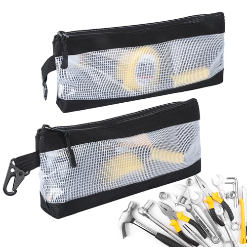 FRETONBA Petite Trousse a Outils Portables 2 Pièces, Petites Étanche en tissu Oxford Rangement Outils, Sac Zippé Transparent avec Crochet, Idéal pour les...