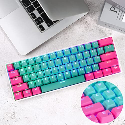 Image of Guffercty kred PBT Keycaps 60 Percent with 6.25U Spacebar OEM Profile for Cherry MX Switch Mechanical Gaming Keyboard (Miami-V2)