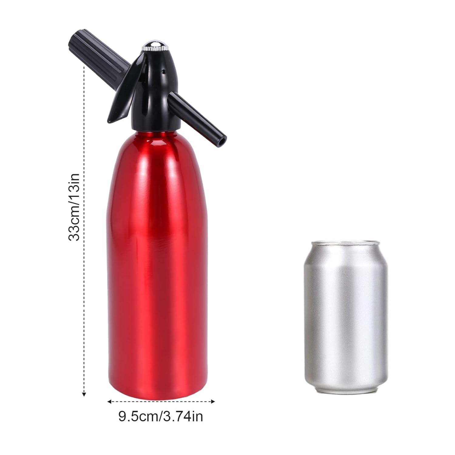 AstraLoom Tragbarer Soda Maker, 1L Soda-Siphon aus Aluminium für Sprudelwasser & Cocktails (rot)