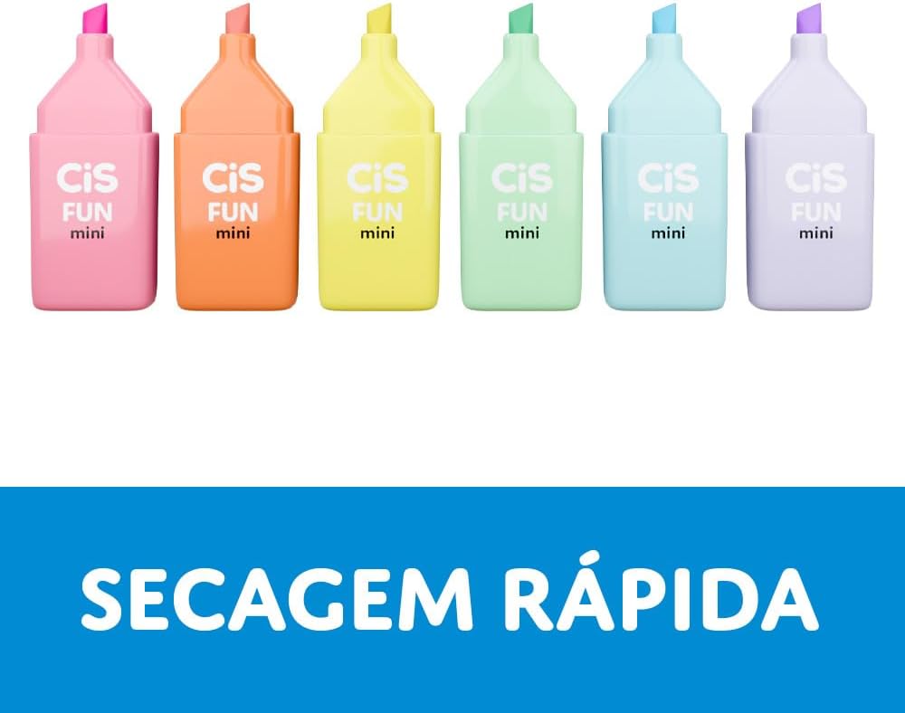 Marca Texto Fun Mini CIS - Estojo com 6 cores Pastel