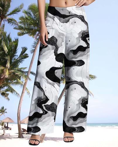 Womens Boho Pants Casual Oversize High Waisted Wide Leg Trousers Pattern Printed Ourdoors Pant for 2025 Summer2
