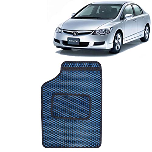 Image of Kingsway Dotted Design Car Floor Foot Mats Universal Fit for Honda Civic, Model Year : 2006-2015, Water and Dustproof, Color Blue, Set of 5 Pieces