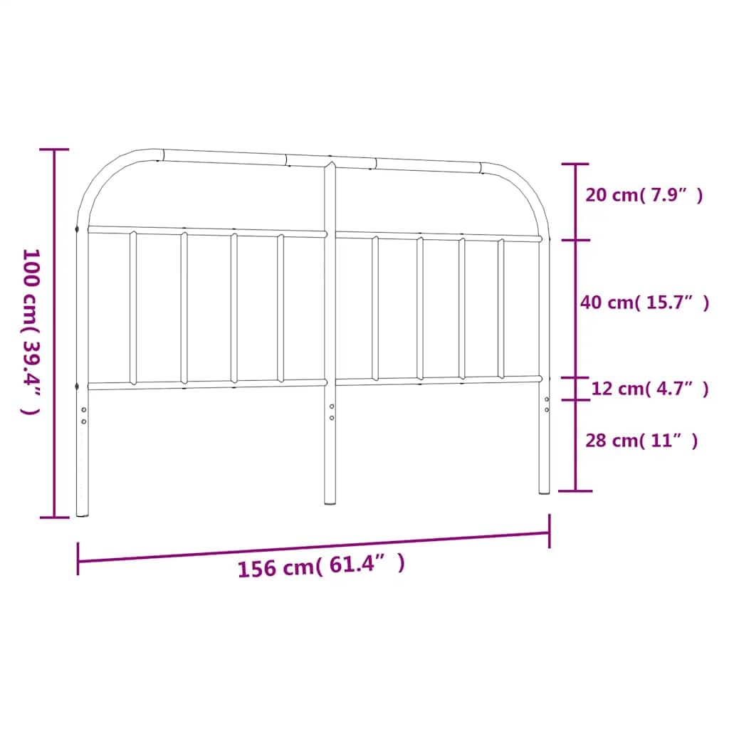 SYDE Cabecero de Repuesto Blanco 150 cm Metal