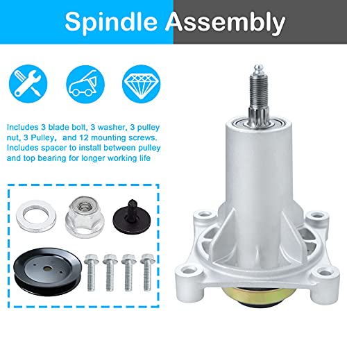 PetMigo 187292 Spindle Assembly 2246 LS, YTH 20K46, YTH2042, CT154 Compatible with Craftsman Husqvarna AYP 42", 46", 48" and 54" Decks 192870, 532192870, 532187292, Includes Pulley 195945,197473 by PetMigo - Image 5