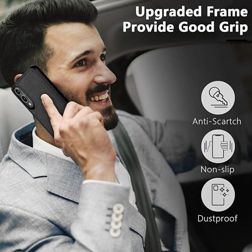 Image of Luxury Premium Vegan PU Leather TPU Case Cover Compatible with Samsung Galaxy S25 Edge 5G (2025) (Leather Black)