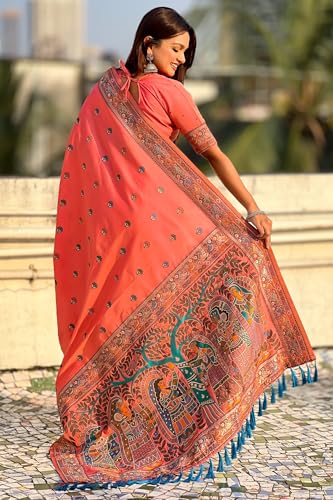 Image of SGF11 Women's Kanjivaram Pure Soft Silk Saree With Unstitched Blouse Piece