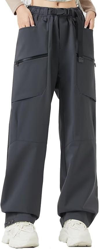 JOMLUN Women Softshell Hiking Pants Fleece Lined Ski Pants Rain Waterproof Pants Outdoor Trekking Thermal 3 in 1 Pants Winter