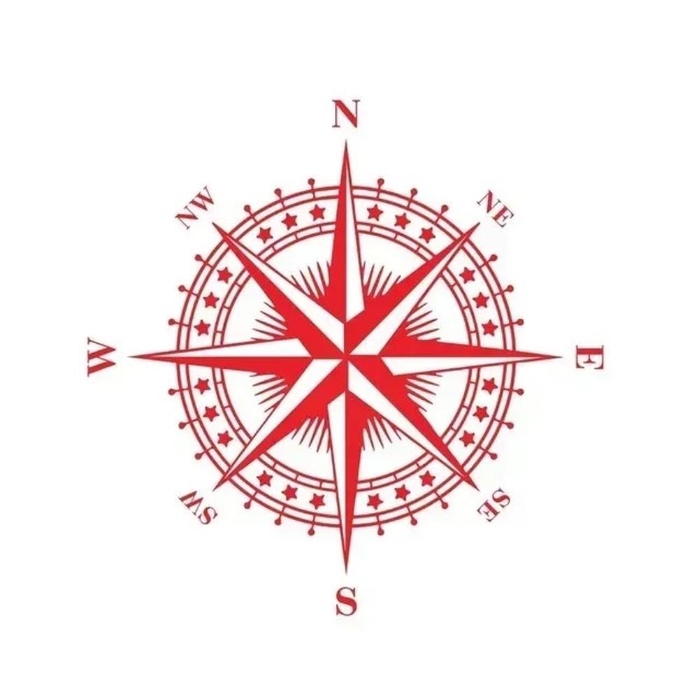 Auto Accessory Mountain Adventurers Car Sticker Compass Graphics Truck Decoration(Red)