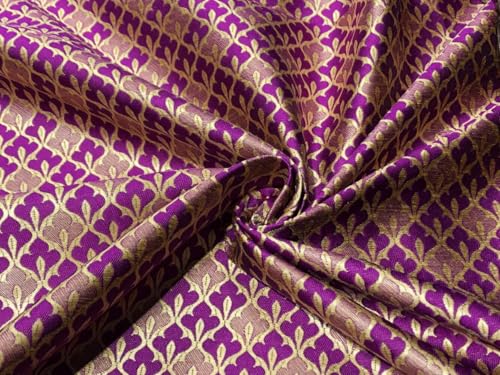 Tissu brocart de soie jacquard mûrier motif géométrique doré BRO1008