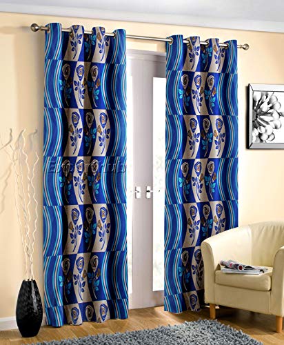 Image of Exporthub 2 Piece Fancy Blackout Modern Polyetser Eyelet Long Door Curtain-Blue (EHSPR691 84)