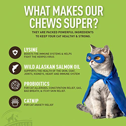 Strawfield Pets Cat Probiotics, LLysine, Salmon Omega 3 Fish Oil for