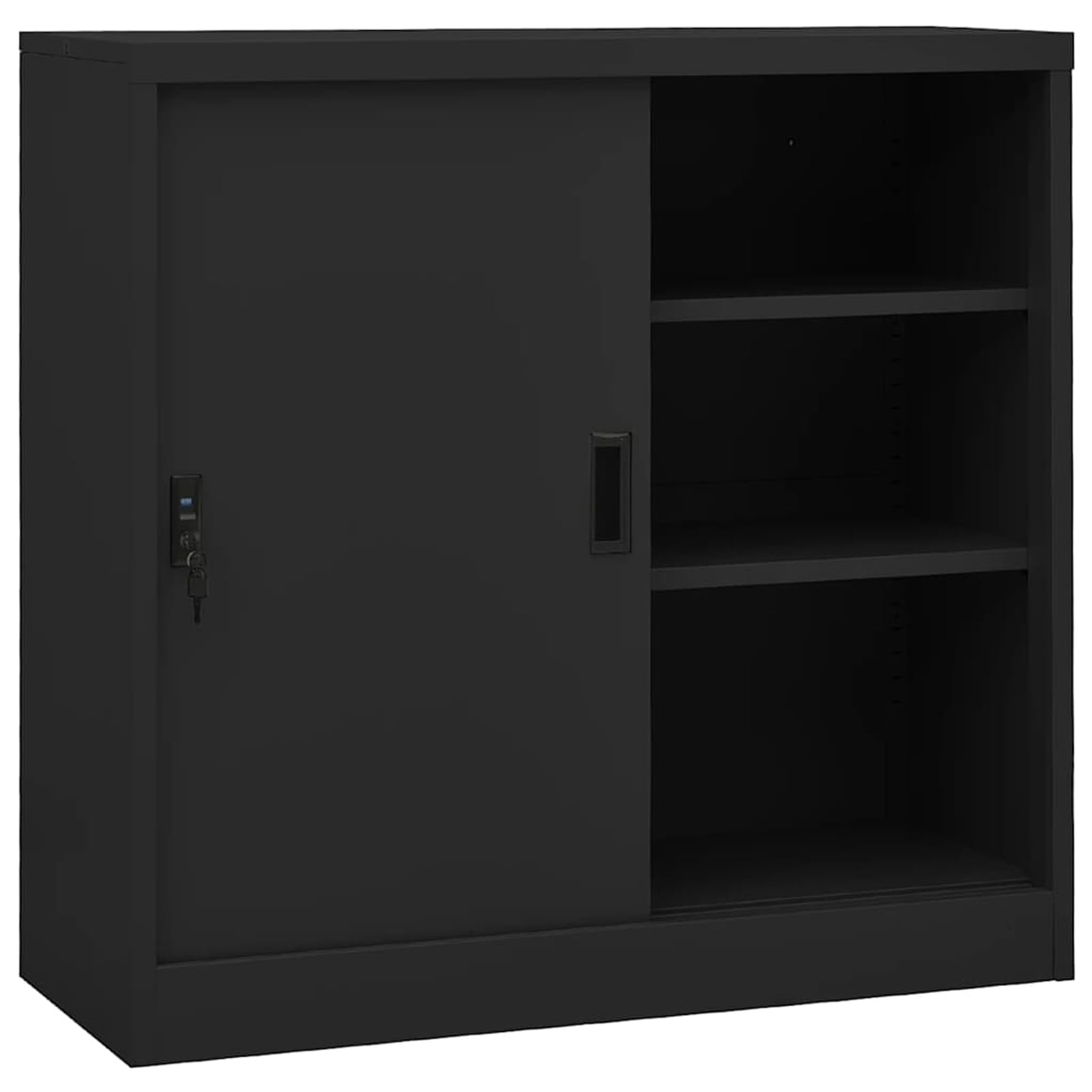 Armadio con ante scorrevoli e fioriera in acciaio antracite, 90 x 40 x 113 cm, per soggiorno e ufficio