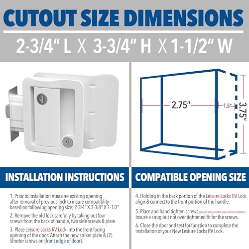 RV Door Lock Replacement with Paddle Deadbolt, Camper Door Handle Latch, 100% Metal RV Enclosed Travel Trailer Entry Door Lock with Keys for Camper Horse Trailer Cargo Hauler White