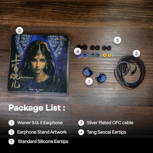 Image of Linsoul TANGZU Wan'er S.G II in Ear Monitor,HiFi Wired Earbuds,10mm Dynamic Driver PET Diaphragm Gaming IEM Earphones with 2Pin Detachable OFC Cable for Audiophile DJ Stage (Clear Blue, 3.5mm Mic)