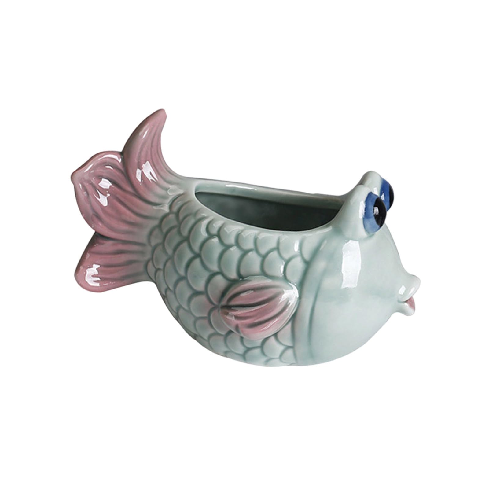 HDOYTXXM Ceramic Fish Planter for Cactus Succulents, Home Desk Decor Indoor Gardening Accessories Ceramic Garden Container