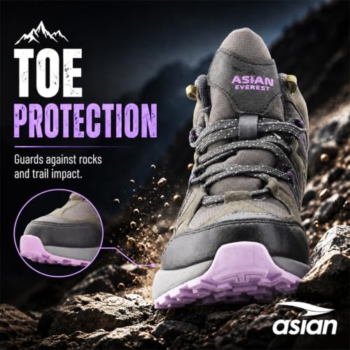 Image of ASIAN Everest W-21 Women's Trekking & Hiking Shoes | Durable Outdoor Footwear with Anti-Slip Outsole, Soft Cushion Comfort & Water-Resistant Upper | Ideal for Travel, Biking & Trails