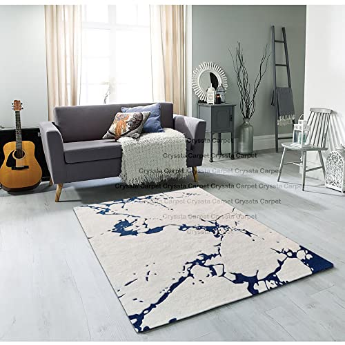 Image of Cracks Carpet for Living Room Size 6x8 Feet (180x240 cm) Color Ivory Blue