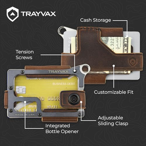 Image of Trayvax Contour Wallet, RFID Front Pocket Money and Credit Card Holder, Minimalist Slim Leather Metal Wallet for Men and Women, Raw Mississippi Mud
