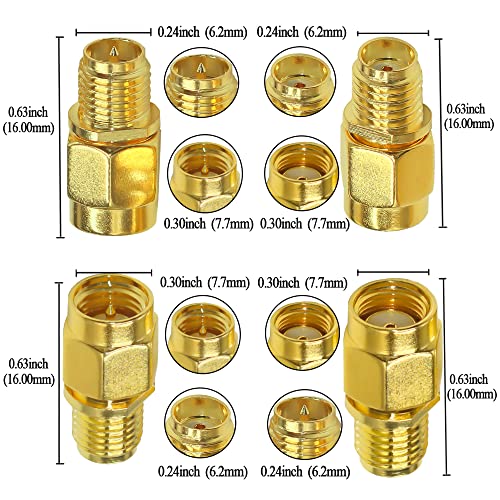 TUOLNK SMA to RP-SMA Coaxial Connector Kit 4 PCS RF Adapter for WiFi /4G LTE Antenna, Router,Goggles FPV Drone Signal Booster - Image 3