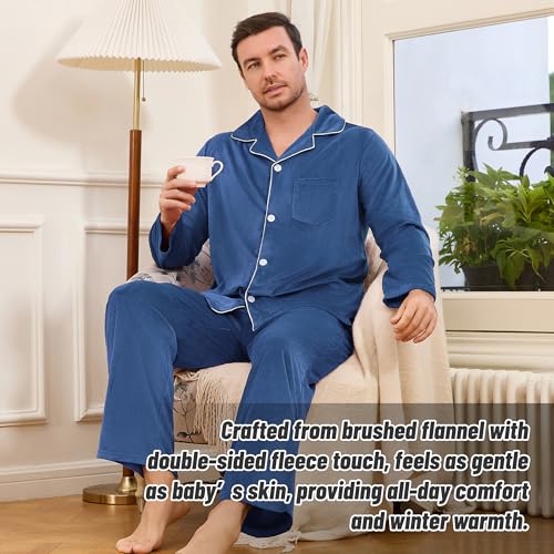 Vulcanodon Mens Pajama Set, Soft Flannel PJS for Men Comfy Warm Sleepwear4