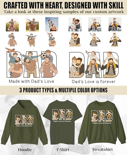 Custom Dad Hoodie Sweatshirt Shirt with Photo Text, Personalized Fathers Day Sweatshirt for Dad Custom Sweatshirts Men3