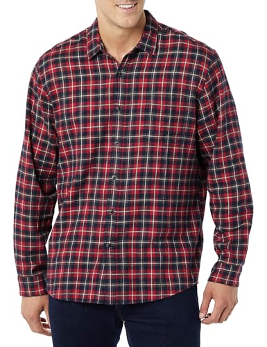 Image of Amazon Essentials Men's Regular Fit Long-Sleeve Flannel Shirt, Soft Brushed Cotton, Lightweight yet Warm