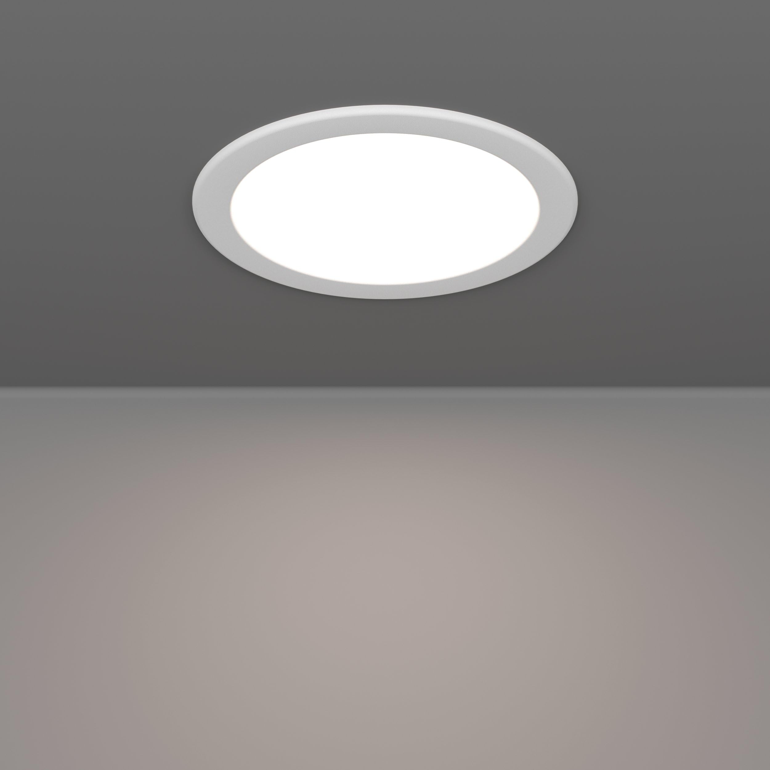 EGLO connect.z Smart-Home LED Bad-Einbaustrahler Fueva 6-Z, flach, Ø 16,6 cm, ZigBee, App und Sprachsteuerung Alexa, RGB, warmweiß-kaltweiß, dimmbar, Metall Einbauspot weiß, IP44