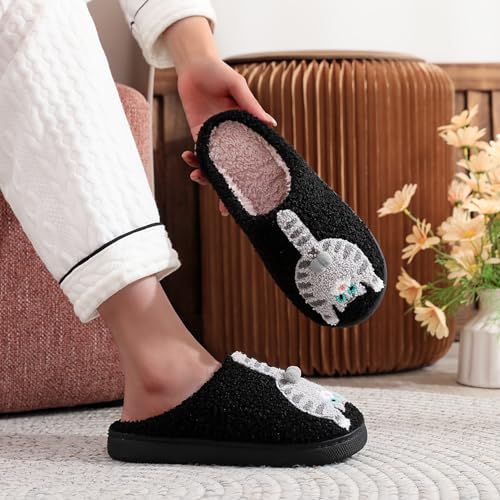 Image of LNERIP Slippers Winter Womens Mens Fluffy Plush Slippers Animals Cute Cartoon House Slippers Cuddly Warm Shoes Indoor Outdoor Girls Women