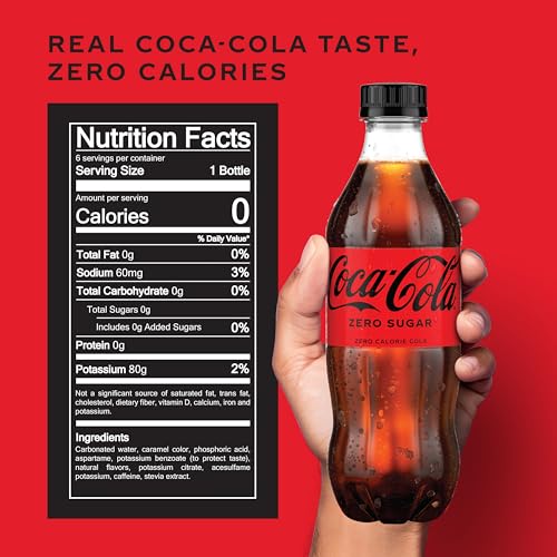 Image of Coca-Cola Zero Sugar Soda Soft Drink Bottles, 16.9 fl oz, 6 Pack