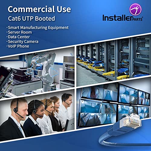 Installerparts Cat6 Cable Utp Booted [Blue] - [3 Ft] - [10 Pack] - Professional Series - 10Gbps, Cat6 Patch Cable, Cat 6 Patch Cable, Cat6 Ethernet Cable, Network Cable, Internet Cable #TOP3