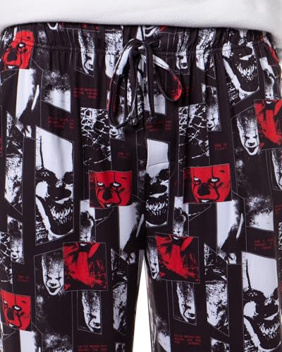 IT The Movie Men's Pennywise The Clown Closeups Print Adult Sleep Lounge Pajama Pants3