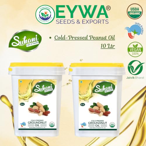 Image of Eywa Seeds & Exports Pvt Ltd Organic Groundnut Oil Peanut Oil (10 Liter) Cold Pressed /Wood Pressed Oil | Mumfali Kachi Ghani Ka Tel By (Suhani) Eywa