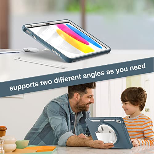 Coque iPad 10 antichoc de 10.9 pouces modèle 2022 avec support rotatif bleu - 6