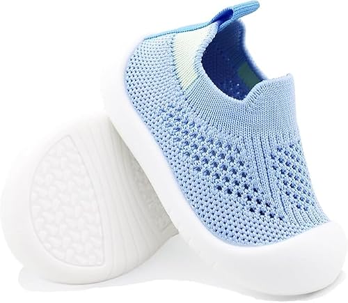 ZONEY Baby Shoes Toddler First Walking Shoes Infant Sneakers Breathable Knitted Mesh Boy & Girls Shoes (Blue, Toddler, 18 Months, Age Range, EU Footwear Size System, 24 Months, Medium)