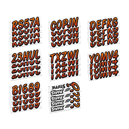 Image of STIFFIE Whipline Orange /Black 3 inch Boat & PWC Registration Decals • Numbers Letters Stickers