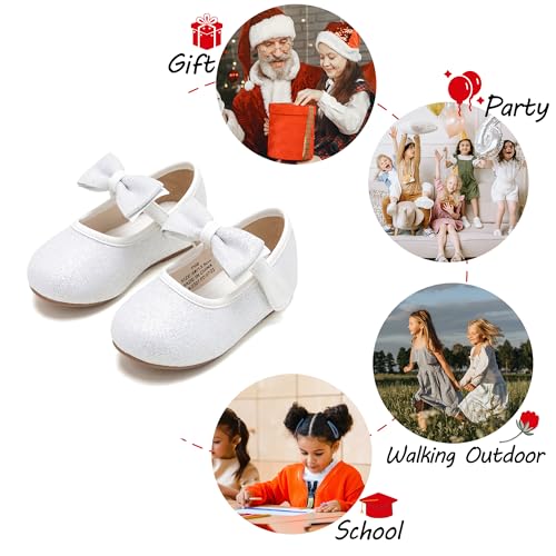 Image of PHIRAMIN Toddler Flower Girl Dress Shoes - Little Girl Mary Janes Flats Wedding