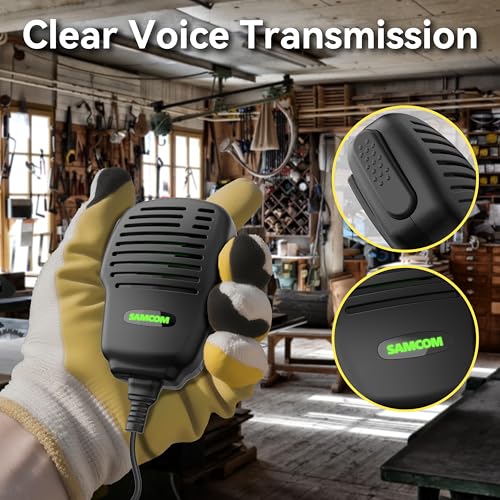Image of SAMCOM FPCN30A Radio Speaker Mic 2 Pin Waterproof Shoulder Microphone | Handheld Remote Speaker Police Lapel PTT Microphone K Standard with 3.5m Audio Rotating Clip for SAMCOM 2 Pin K Type