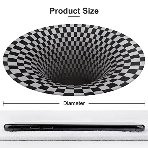 Gagnonlee 3D Vortex Illusion Round Carpet Black White Plaid Rugs 3D Visual Optical Floor Mat For Bedroom Living Room Home Decor Non-Slip Area Rug Diameter 2Ft #TOP1
