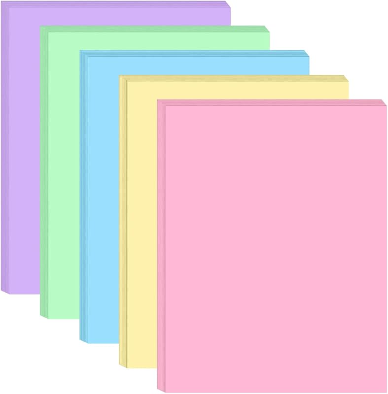 8.5" x 11" Colored Copy & Print Paper - 100 Sheets/200 Pages 5 Colors Rainbow A4 Printer Paper, 20 lb Letter Size Colored Origami Paper in Office/School/Home