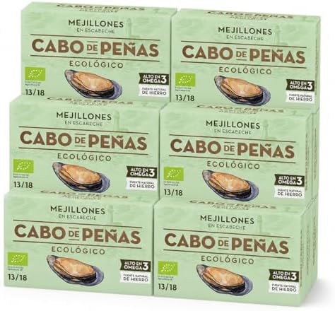 Pack 6 Mejillón en Escabeche Cabo de Peñas Bio 111 g, 13-18 pieza...