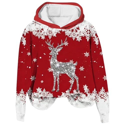 Generisch Weihnachts Hoodie Damen Glitzer Kapuzenpullover mit...