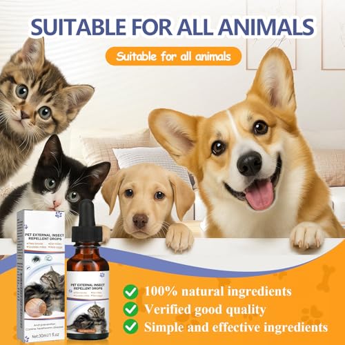 30ml Zeckenschutz für Hunde und Katzen, Effektiver Floh und Zeckenschutz mit Sofortwirkung, Einfache Anwendung mit Spot On, Ideal für Haushalt Pflege