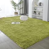 ラグマット カーペット 約2畳 おしゃれな北欧風シャギーラグ 全厚約5cm 洗えるラグ 極厚毛足約4cm ふわっとした手触り 防音絨毯 厚手じゅうたん 滑り止め付き オールシーズン快適に使用 長方形 ROCYJULIN（グリーン 160*200cm ）