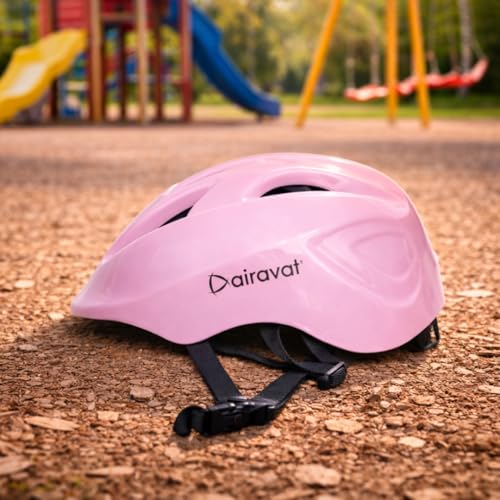 Image of Airavat 7510 Zippy Kids Protective Set Including Helmet Along with Knee Pads, Elbow Pads & Palm Guards (Pink)