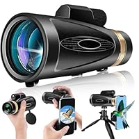 Monocular Telescope 80x100 HD Monoculars for Adults with Tripod & Phone Adapter, Monoculars for Bird Watching Stargazing Camping Hiking Hunting Wildlife Travel-Black