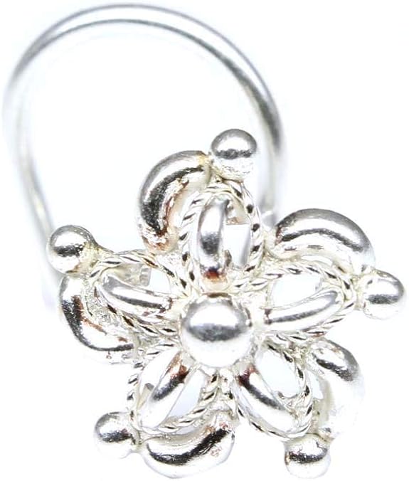 925 Sterling Silver Nose Stud, corkscrew piercing nose ring