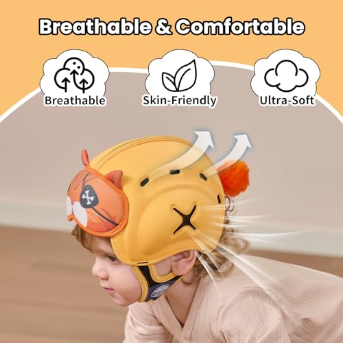 Image of Mambobaby Baby Head Protector Baby Helmet for Crawling Walking- Extra-Thick Deep Forehead Padding, Toddler Helmet 6-24 Months, Infant Safety, Ultra-Light Soft Desig-Pirate Cat