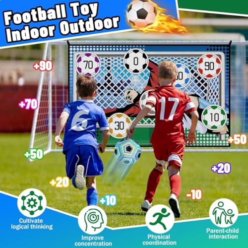 Image of The Game Factory Sticky Football Soccer Game Set for Kids | Indoor Outdoor Target Kick Game with 6 inch Adhesive Ball, Hooks, Stakes & Target Mat | Toys for Boys & Girls | Birthday Gift for Kids