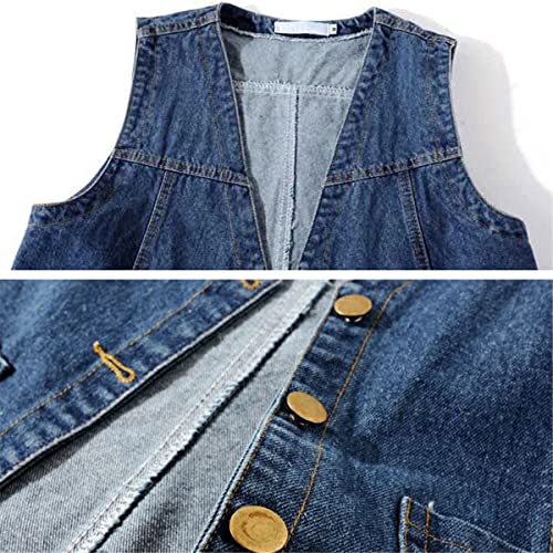 Chaleco de mezclilla para mujer con cuello en V estilo casual de primavera 7